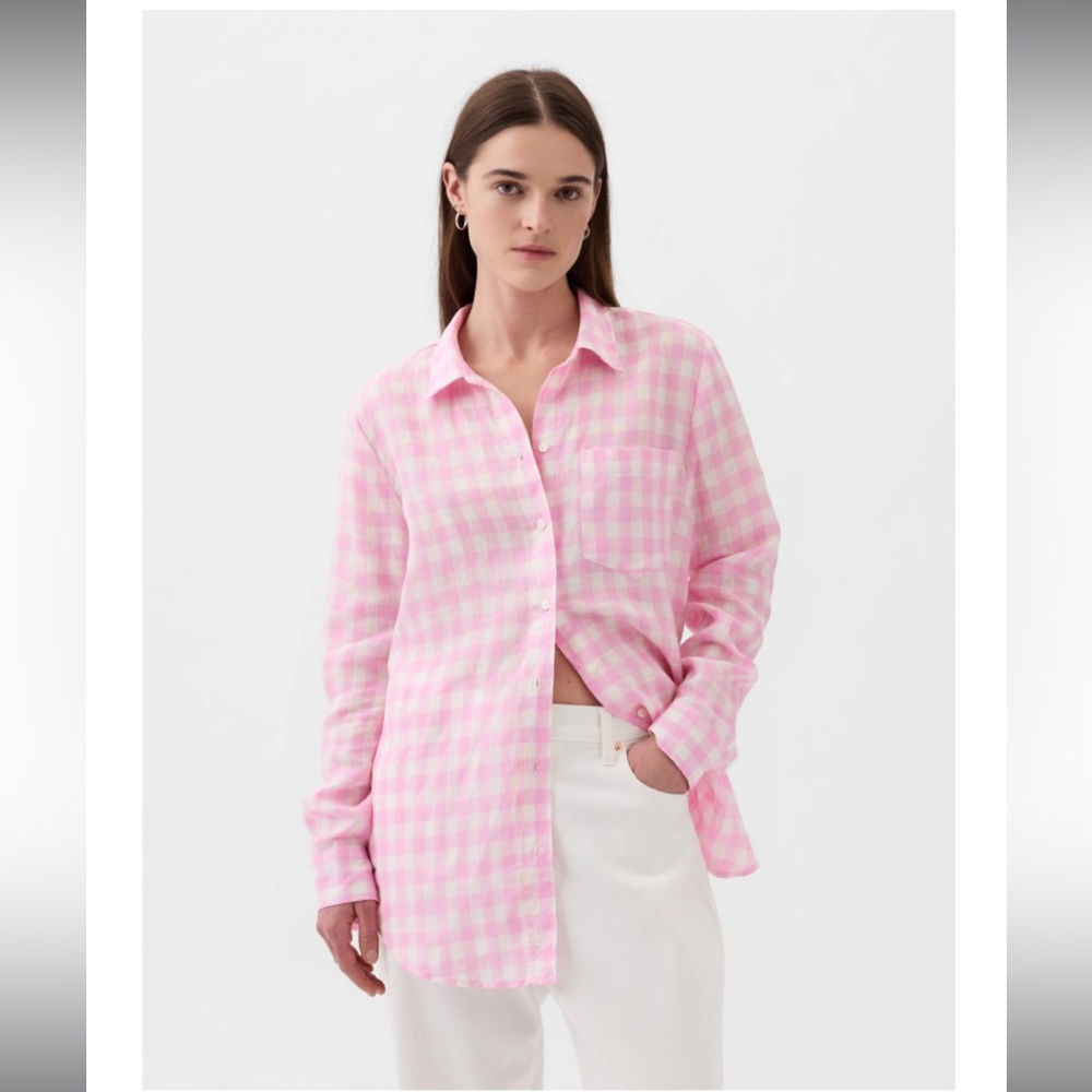 GAP 100% Linen Boyfriend Shirt - L